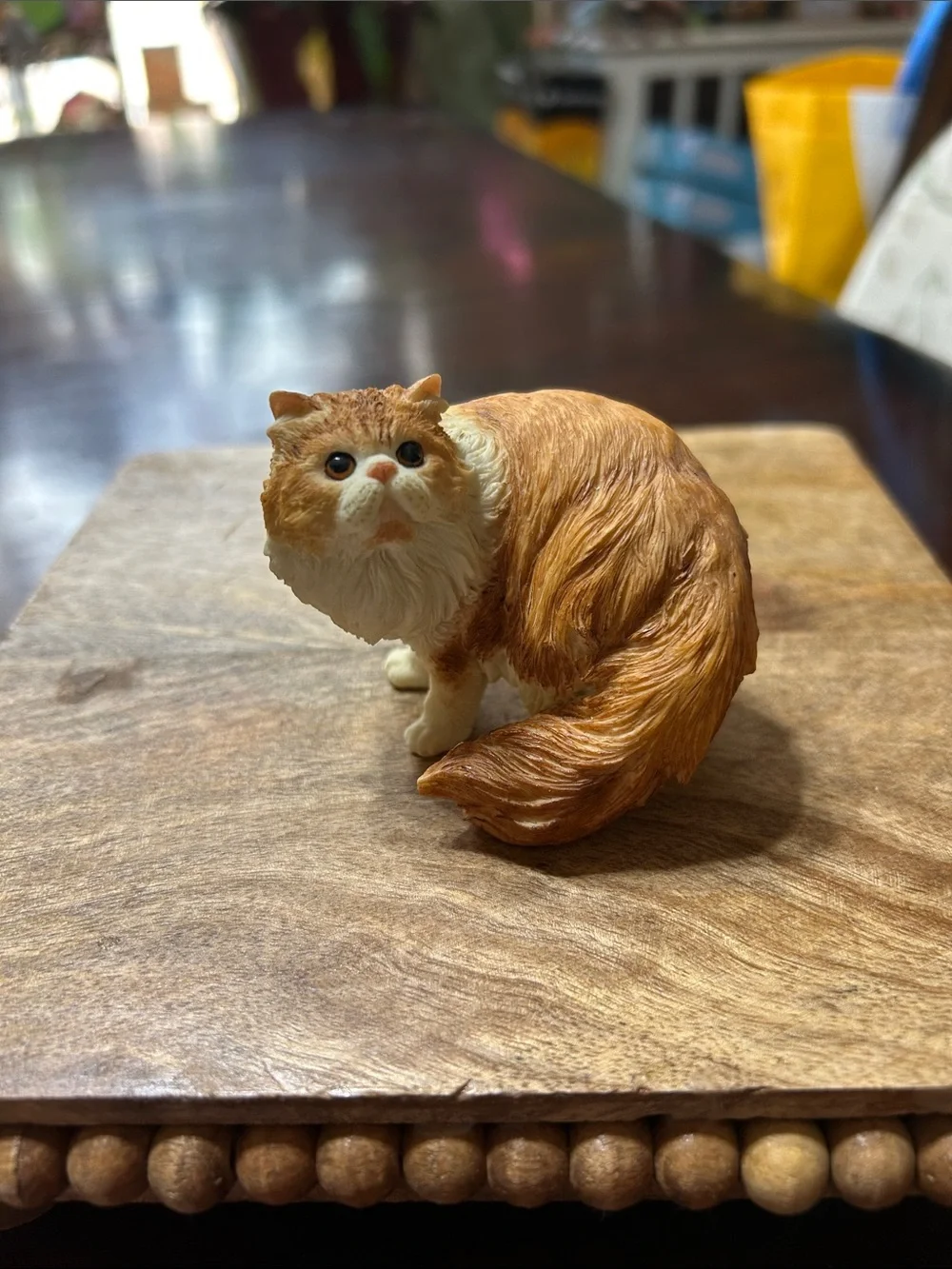 Vintage Hand-Painted Orange and White Persian Cat Resin Figurine